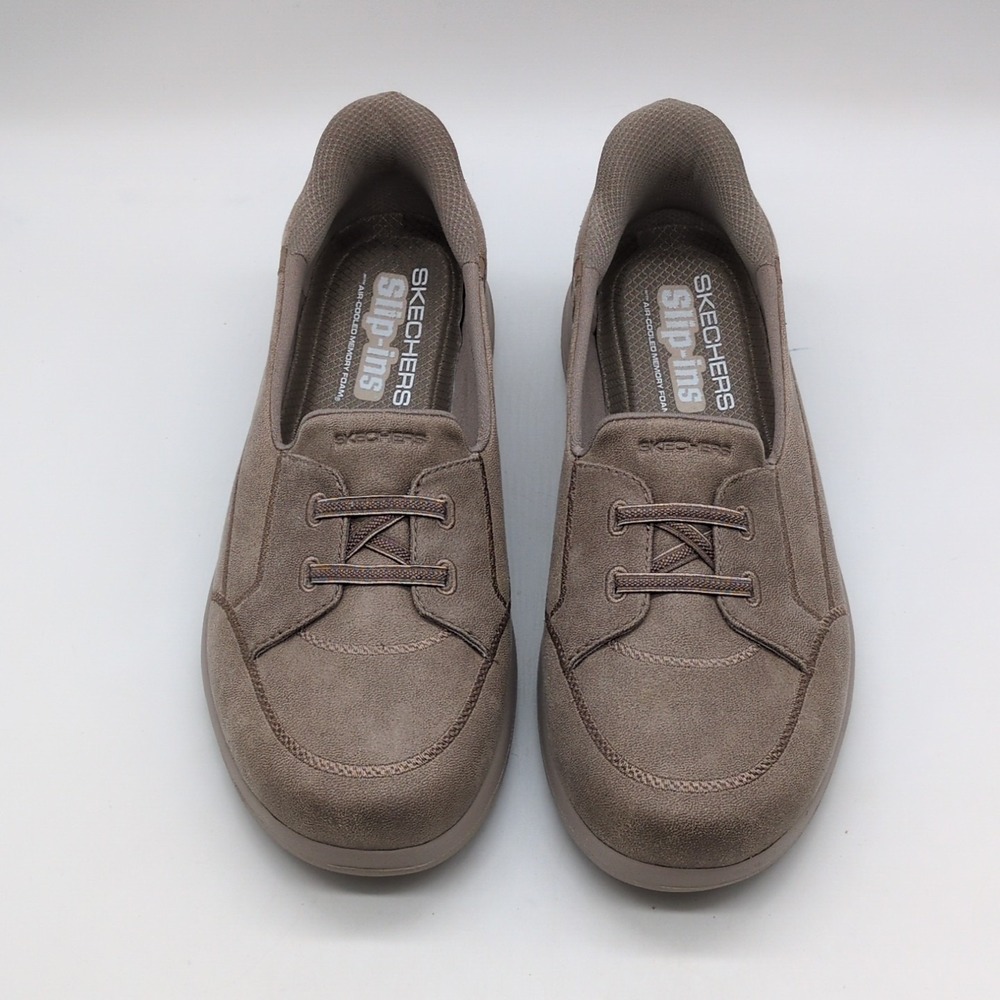Skechers Shoes Womens Slip Ins Beige 11 Hands Free Sneakers Memory Foam NEW
